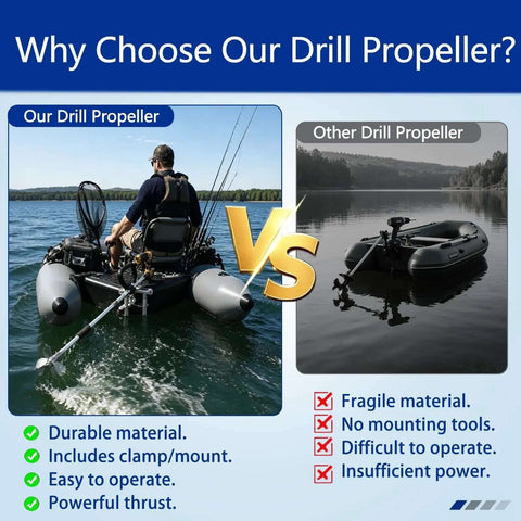 Lightweight Electric Inflatable Boat Motor Adapter With 125cm All Metal Shaft And Drill Mount comparison image showing durability benefits.