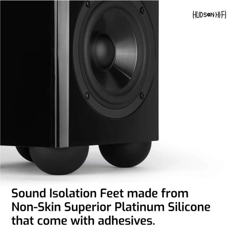 Silicone Speaker Isolation Feet 4 Pack Two And A Half Inches Large Non Skid Adhesive Pads For Turntables Subwoofers And Audio Gear Anti Vibration Damping 20 Duro Rubber For Stable Sound And Reduced Resonance