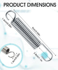 Heavy Duty 3 1 2 Inch Recliner Replacement Springs Two Piece Extension Tension Coils showing dimensions and hooks.