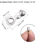 Ball Chain Connector Crimp Link In Stainless Steel For 3mm And 3.2mm Ball Chains, close-up of metal link with dimensions