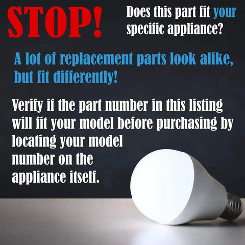 Image showing warning text about ensuring the SP14270G Water Heater Thermostat Replacement NG Natural Gas fits your appliance.