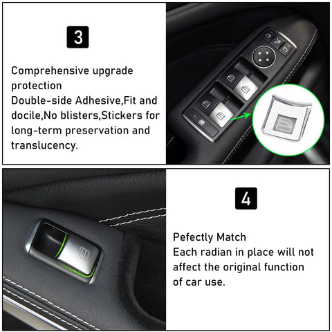 Mercedes Benz Window Switch Button Trim Covers Replacement Kit 14 Piece Fits A B C E G GLA CLA GLK ML GLE Class and Tesla Model