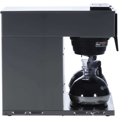 Side view of Low Profile 12 Cup Pourover Commercial Coffee Maker With 3 Lower Warmers Silver Finish A Real Workhorse For Cafes Or Busy Offices NoNonsense Durable Heavy Duty Brewer Model 13300.0003.
