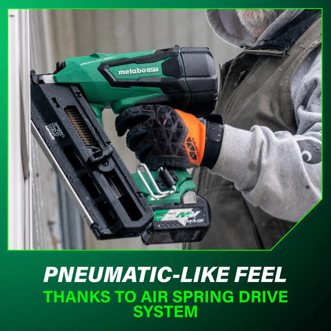 Worker using 36V MultiVolt Cordless Plastic Strip Framing Nailer Kit With 2.5Ah Battery, 21 Degree Framing Nailer For Two Inch To Three And A Half Inch Nails, Beast Mode Power Tool NR3690DR