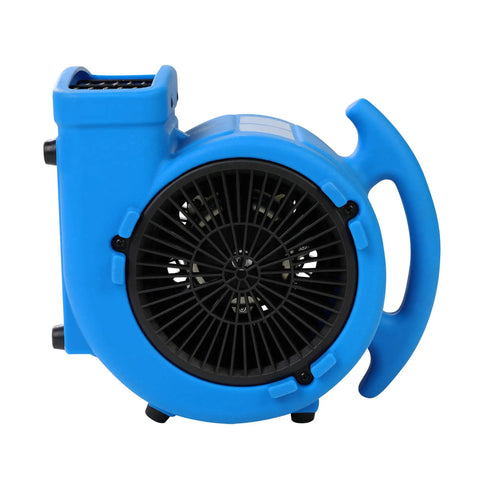 Front view of Powerhouse 1/8 HP Air Mover With 600 CFM Floor Dryer Utility Blower Three Speed Settings Rugged Poly Housing