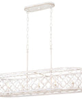 Sutton 35-Inch Five-Light Modern Island Light With Open Design Quatrefoil Metal Shade In Rustic Antique White Finish Adjustable Hanging Height