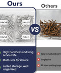 Comparison of 70-Piece 1/4 Inch Pop Rivets Assortment Kit With Aluminum Dome Head Blind Rivets versus rusted single-sized rivets
