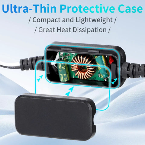 12V To 6V Buck Converter For Vehicles With 11 To 32V Input, 3A Output, 18W Power, open case showing components and heat dissipation