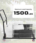 Heavy Duty Folding Chair Dolly Cart for 25 Chairs With 4 Casters, L Shape Flat Stacking Chair Rack, 1500 Lbs Capacity, Black