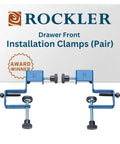 Drawer Front Alignment Clamps For Cabinet Installation Grab And Go Right And Left Side Drawers Tools Steel And Plastic Construction Front Woodworking Clamps For Easy Fast Install And Perfect Alignment shown against packaging
