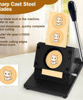 Image of 1.38 Inch Circle Paper Punch For Button Making, 35mm Die Cutter with sharp cast steel blades and cat image cutout.