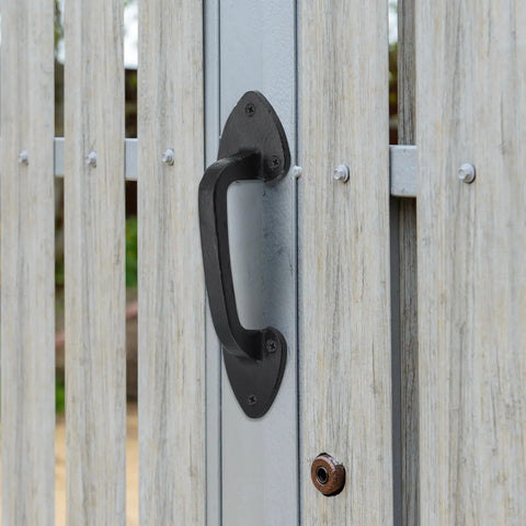 Heavy Duty Steel Barn Door Handles With Real Deal Rustic Matte Black Finish Built Tough As Nails Industrial Pulls for gate.
