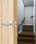 Six Pack Interior Door Levers For Passage Doors No Locking Heavy Duty Satin Nickel Finish With Square Plates Reversible