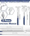 Three Piece Telescoping Inspection Mirror Set With 50mm 25mm And 30mm Heads Round And Oval Mirrors Extendable Handle Handy For Tight Spaces DIY Auto Home Tool Kit Must Have, three mirrors