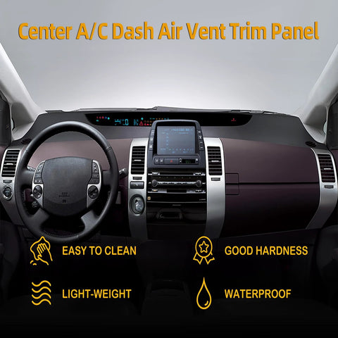 Front interior view of center A/C dash vent trim panel for Toyota Prius 2004–2009, 4-piece left and right vents