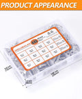 Clear plastic box containing Beefy Heavy Duty 448 Pcs Metric Hex Bolt And Nut Assortment Set M5 M6 M8 Stainless Steel.