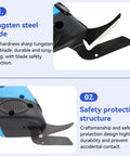 Close-up of tungsten steel blade on Top Tier Electric Fabric Scissors providing ridiculously smooth cordless slicing.
