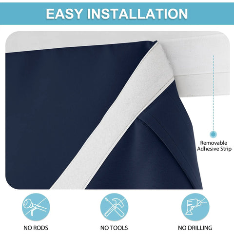 Close-up of Self Sticky Blackout Curtain Panel For Windows And French Doors No Drill Easy Install Thermal Insulated