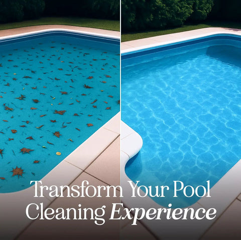 Before and after using Heavy Duty Pool Skimmer Net With Deep Mesh For Efficient Leaf Cleanup In Pools And Ponds, Sturdy PP Frame.