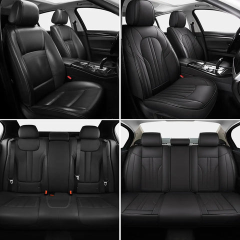 All In One Waterproof Leather Car Seat Cover Set With Nappa Finish Includes Two Front And Three Back Covers Universal Fit
