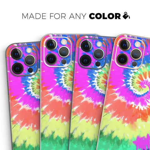Full Body Skin Wrap Kit For iPhone 11 Spiral Tie Dye V1 Dope Bubble Free Application With Air Release Adhesive multi-color display.