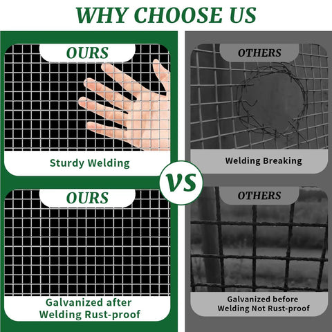 Comparison of 16 Inch By 50 Foot 19 Gauge Hardware Cloth With 1/2 Inch Mesh Galvanized Chicken Wire Fence vs inferior options.