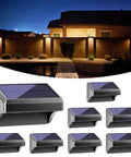 Solar Fence Lights 8 Pack Outdoor Waterproof Wall Lights with Two Color Modes 3000K Warm White and 6500K Daylight White for Patio