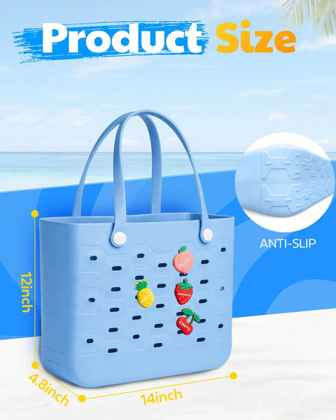 Spacious EVA Rubber Beach Tote Bag For Women Waterproof And Sandproof, Durable Mesh Tote With Strong Handles, Large Capacity