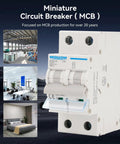 Front view of 2 Pole Miniature Circuit Breaker 20A C20 6KA Breaking Capacity 110-240V AC Thermal Magnetic Trip Heavy Duty