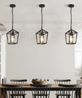 Cool Black Lantern Pendant Light For Kitchen Island And Hallway Modern Farmhouse Cage Pendant Lighting Retro Style Hanging Fixture