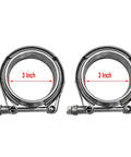 2X 3 Inch Stainless Steel V Band Clamp With 2 Pcs Male And Female Flanges 304 Stainless Steel Exhaust Clamp For High Temperature Corrosion Resistance And Vibration Durability For Automotive And Industrial Exhaust Systems