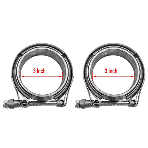 2X 3 Inch Stainless Steel V Band Clamp With 2 Pcs Male And Female Flanges 304 Stainless Steel Exhaust Clamp For High Temperature Corrosion Resistance And Vibration Durability For Automotive And Industrial Exhaust Systems