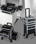 Rolling Makeup Case With Drawers For Tattoos And Nail Techs On The Go Tattoo Travel Cart showing open drawers and tray.