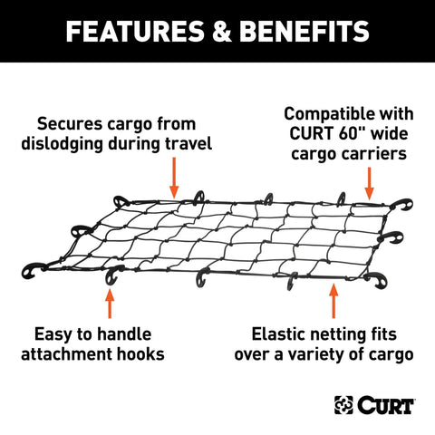 Hella Strong 43 X 24 Inch Elastic Cargo Net With Finger Loop Grips For Hitch Carrier And Trailer Rack Lock In Your Gear No Drama Outdoor Organizer System