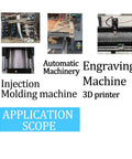 Application scope for Two Piece Chrome Plated Linear Rail Rod 10mm By 350mm showing CNC machine use and 3D printer compatibility.