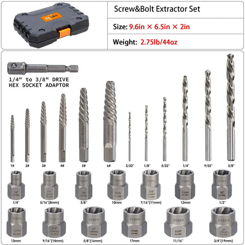 Left Hand Drill Bit And Screw Extractor Set For Damaged Bolts And Stripped Screws Cobalt HSS EZ Out Kit DIY Friendly Easy Out Bolt Remover