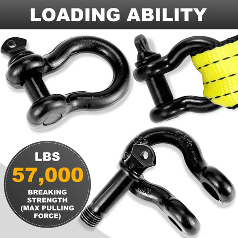 Three Quarters Inch D Ring Shackles With Nine Sixteen Inch Screw Pin Heavy Duty Clevis Shackles Tough As Nails 44,000 Lbs Break Strength Built For Jeep Truck SUV Trailer ATV UTV Two Pack, black steel shackles