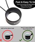 360 Degree Golf Ball Line Marker Kit With Full Metal Alignment Tool And Bag Attachment, showing proper marking angles.