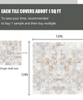 Peel And Stick Backsplash With Natural Mother Of Pearl Mosaic Shell Tiles, 12x12 inch sheet, tile and shell size details.