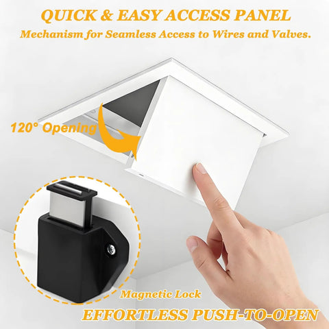 Kickass Heavy Duty Aluminum Access Panel 5x12 Flush Mount Wall And Ceiling Inspector Hatch with push-to-open feature.