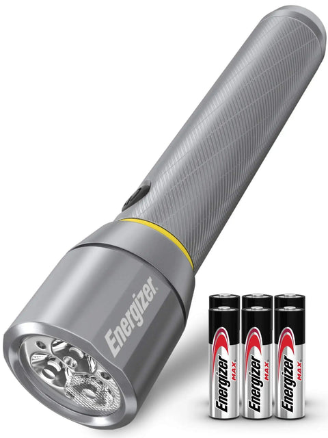 Vision HD Extra Performance LED Flashlight With Digital Focus Rugged Beast Mode Bright Light shown with AA batteries included