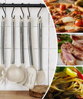 33 Piece Silicone Kitchen Utensil Set For Nonstick Pans With Stainless Steel Tools hanging on kitchen wall