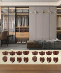 Nylon Sliding Door Rollers For Wardrobe Closet Doors With Slick Glide And Quiet Operation Durable Hardware Replacement Adjustable Wardrobe Door Wheels In Brown Perfect For 4 Or 8 Pairs Easy Install And Long Lasting Performance displayed against a wardrobe background
