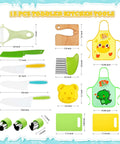HAIMST 15-piece Montessori toddler kitchen tools set by Amazon; wooden knife, plastic tools, aprons, cutting boards