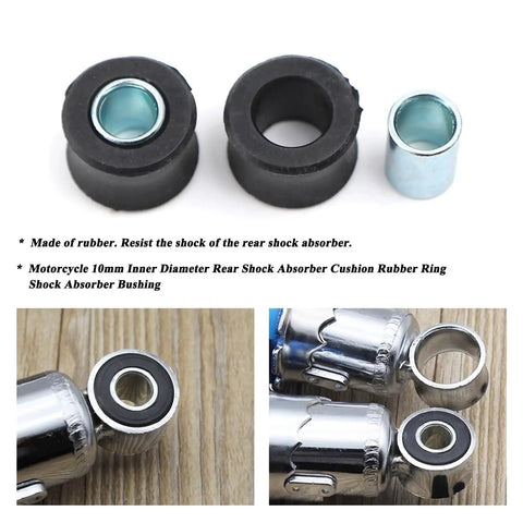 4Pcs 10mm Rear Shock Absorbing Suspension Bushing Set Rubber For Most Motorcycles Scooters ATVs UTVs Go Karts Black