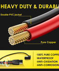 SAE To SAE 30 Ft Extension Cable With 16 AWG Pure Copper Core, Weatherproof Quick Disconnect Connectors diagram showing cable durability features.