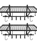 Heavy Duty Wall Mount Garage Shelves Two Pack With Bike Hooks And Mounting Hardware, 31.5 By 14.17 By 13.39 Inch Floating Storage Racks, Durable Gear Organizer For Tools And Gear, 250 Lb Per Shelf Capacity