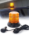 Premium 60 Led Amber Beacon Mini Strobe Light For Forklifts And Pickup Trucks Boasting Straight Up Three Sixty Degree Glow With Top Shelf Aluminum Housing And Completely No Fuss Bolt On Setup mounted on a vehicle roof.