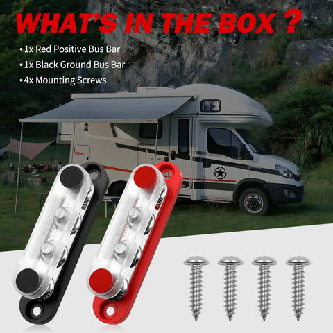 Heavy Duty 150A Bus Bar Power Distribution Block With Cover, 12V Marine And Gearhead Approved Battery Terminal with screws.