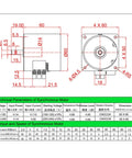 Technical diagram of Beefy Torque Permanent Magnet Synchronous Gear Motor 110 220V AC CW CCW 80 RPM with dimensions and specs.